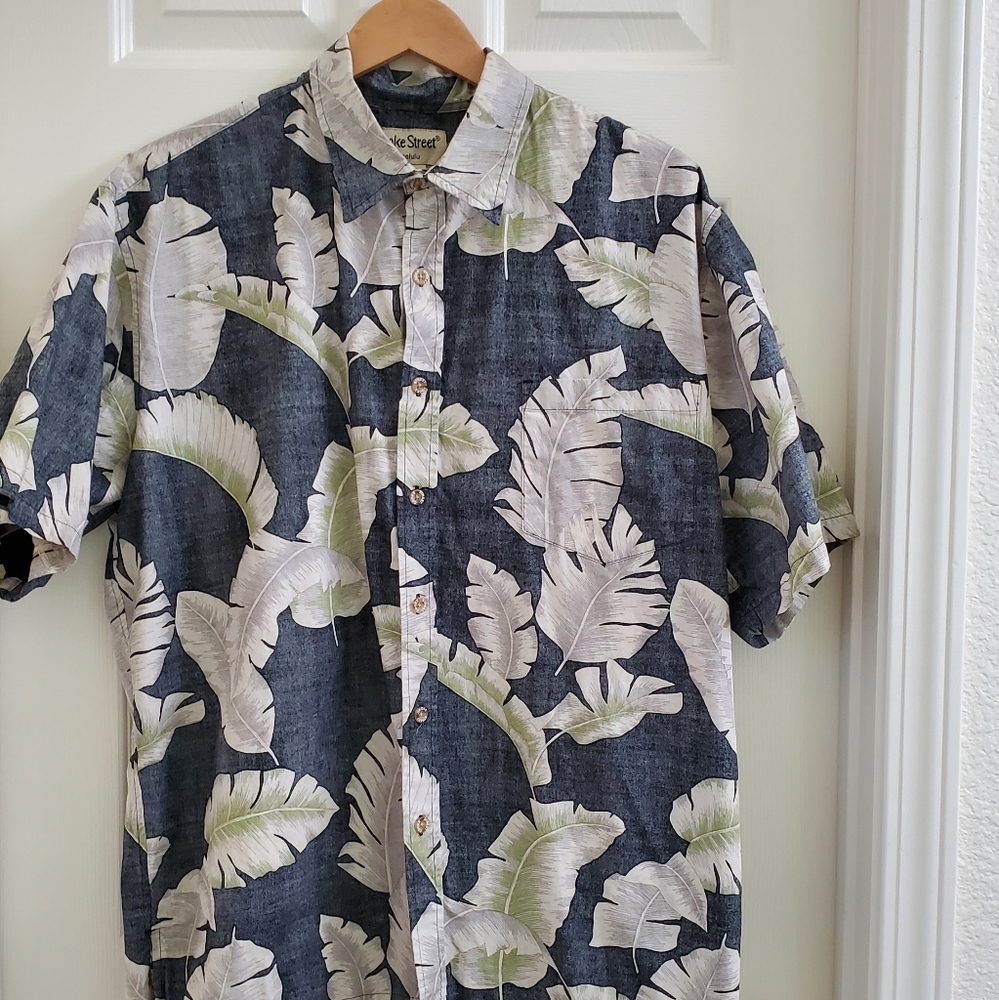 Cooke Street Honolulu Mens Hawaiian  Casual Short Sleeve Palm Leaf Print Shirt